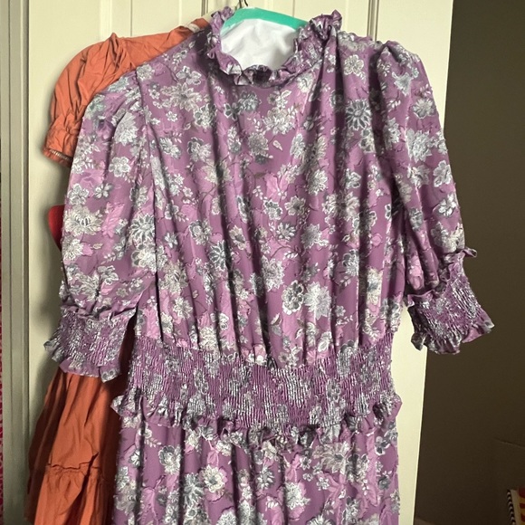 ALEXIS short puff sleeve Lavendar floral print maxi dress sz small - Picture 10 of 10